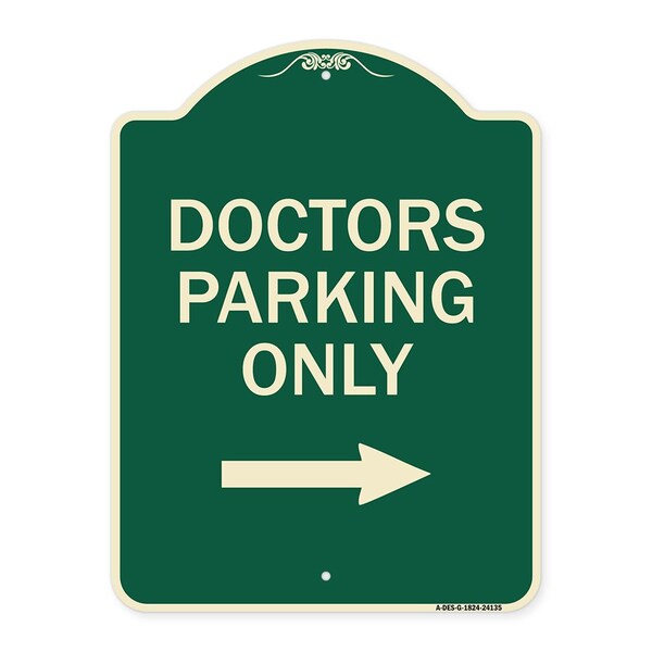 Signmission Doctors Parking With Right Arrow Heavy-Gauge Aluminum Architectural Sign, 24" x 18", G-1824-24135 A-DES-G-1824-24135 - main